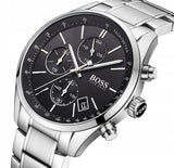 Buy Shop Hugo Boss Grand Prix Black Dial Silver Steel Strap Watch for Men - 1513477 USA Online