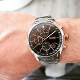 Buy Shop Hugo Boss Grand Prix Black Dial Two Tone Steel Strap Watch for Men - 1513473 USA Online