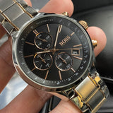 Buy Shop Hugo Boss Grand Prix Black Dial Two Tone Steel Strap Watch for Men - 1513473 USA Online