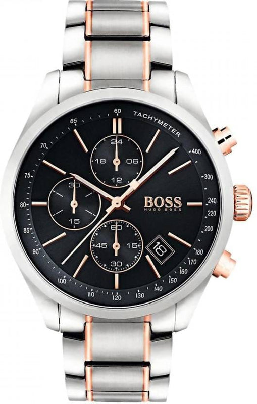 Buy Shop Hugo Boss Grand Prix Black Dial Two Tone Steel Strap Watch for Men - 1513473 USA Online