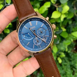 Buy Shop Hugo Boss Grand Prix Blue Dial Brown Leather Strap Watch for Men - 1513604 USA Online