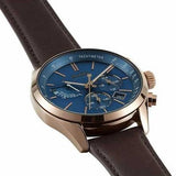 Buy Shop Hugo Boss Grand Prix Blue Dial Brown Leather Strap Watch for Men - 1513604 USA Online