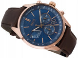 Buy Shop Hugo Boss Grand Prix Blue Dial Brown Leather Strap Watch for Men - 1513604 USA Online