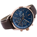 Buy Shop Hugo Boss Grand Prix Blue Dial Brown Leather Strap Watch for Men - 1513604 USA Online