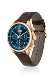 Buy Shop Hugo Boss Grand Prix Blue Dial Brown Leather Strap Watch for Men - 1513604 USA Online