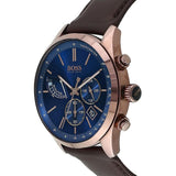 Buy Shop Hugo Boss Grand Prix Blue Dial Brown Leather Strap Watch for Men - 1513604 USA Online
