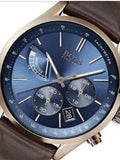 Buy Shop Hugo Boss Grand Prix Blue Dial Brown Leather Strap Watch for Men - 1513604 USA Online