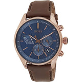 Buy Shop Hugo Boss Grand Prix Blue Dial Brown Leather Strap Watch for Men - 1513604 USA Online