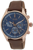 Buy Shop Hugo Boss Grand Prix Blue Dial Brown Leather Strap Watch for Men - 1513604 USA Online