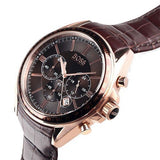Buy Shop Hugo Boss Grand Prix Brown Dial Brown Leather Strap Watch for Men - 1513605 USA Online