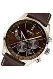 Buy Shop Hugo Boss Grand Prix Brown Dial Brown Leather Strap Watch for Men - 1513605 USA Online