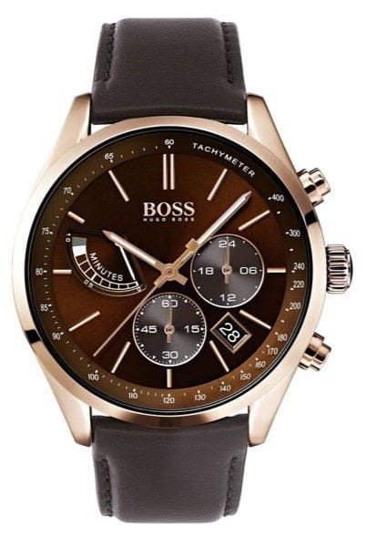 Buy Shop Hugo Boss Grand Prix Brown Dial Brown Leather Strap Watch for Men - 1513605 USA Online