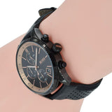Buy Shop Hugo Boss Grand Prix Chronograph Black Dial Black Leather Strap Watch for Men - 1513550 USA Online
