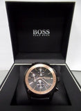 Buy Shop Hugo Boss Grand Prix Chronograph Black Dial Black Leather Strap Watch for Men - 1513550 USA Online