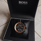 Buy Shop Hugo Boss Grand Prix Chronograph Black Dial Black Leather Strap Watch for Men - 1513550 USA Online