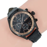 Buy Shop Hugo Boss Grand Prix Chronograph Black Dial Black Leather Strap Watch for Men - 1513550 USA Online