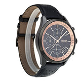 Buy Shop Hugo Boss Grand Prix Chronograph Black Dial Black Leather Strap Watch for Men - 1513550 USA Online