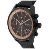 Buy Shop Hugo Boss Grand Prix Chronograph Black Dial Black Leather Strap Watch for Men - 1513550 USA Online