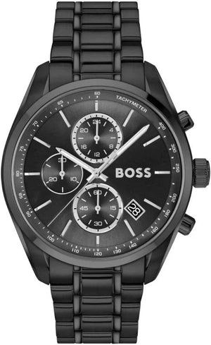 Buy Shop Hugo Boss Grand Prix Chronograph Black Dial Black Steel Strap Watch for Men - 1514298 USA Online