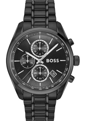 Buy Shop Hugo Boss Grand Prix Chronograph Black Dial Black Steel Strap Watch for Men - 1514298 USA Online