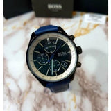 Buy Shop Hugo Boss Grand Prix Chronograph Black Dial Blue Leather Strap Watch for Men - 1513563 USA Online