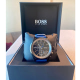Buy Shop Hugo Boss Grand Prix Chronograph Black Dial Blue Leather Strap Watch for Men - 1513563 USA Online