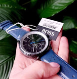 Buy Shop Hugo Boss Grand Prix Chronograph Black Dial Blue Leather Strap Watch for Men - 1513563 USA Online
