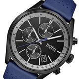 Buy Shop Hugo Boss Grand Prix Chronograph Black Dial Blue Leather Strap Watch for Men - 1513563 USA Online