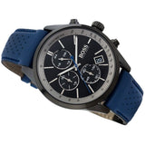 Buy Shop Hugo Boss Grand Prix Chronograph Black Dial Blue Leather Strap Watch for Men - 1513563 USA Online