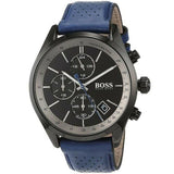 Buy Shop Hugo Boss Grand Prix Chronograph Black Dial Blue Leather Strap Watch for Men - 1513563 USA Online