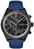 Buy Shop Hugo Boss Grand Prix Chronograph Black Dial Blue Leather Strap Watch for Men - 1513563 USA Online