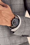 Buy Shop Hugo Boss Grand Prix Chronograph Black Dial Grey Leather Strap Watch for Men - 1513562 USA Online