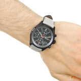 Buy Shop Hugo Boss Grand Prix Chronograph Black Dial Grey Leather Strap Watch for Men - 1513562 USA Online