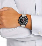 Buy Shop Hugo Boss Grand Prix Chronograph Black Dial Grey Leather Strap Watch for Men - 1513562 USA Online