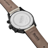 Buy Shop Hugo Boss Grand Prix Chronograph Black Dial Grey Leather Strap Watch for Men - 1513562 USA Online