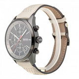 Buy Shop Hugo Boss Grand Prix Chronograph Black Dial Grey Leather Strap Watch for Men - 1513562 USA Online