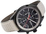 Buy Shop Hugo Boss Grand Prix Chronograph Black Dial Grey Leather Strap Watch for Men - 1513562 USA Online