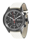 Buy Shop Hugo Boss Grand Prix Chronograph Black Dial Grey Leather Strap Watch for Men - 1513562 USA Online
