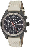 Buy Shop Hugo Boss Grand Prix Chronograph Black Dial Grey Leather Strap Watch for Men - 1513562 USA Online