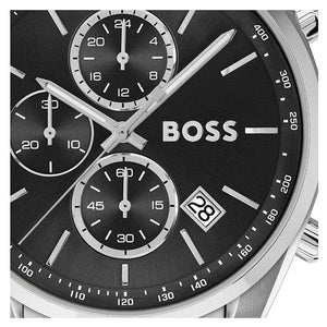 Buy Shop Hugo Boss Grand Prix Chronograph Black Dial Silver Steel Strap Watch for Men - 1514251 USA Online