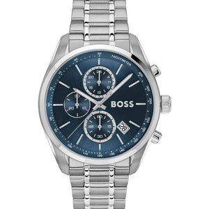 Buy Shop Hugo Boss Grand Prix Chronograph Blue Dial Silver Steel Strap Watch for Men - 1514226 USA Online