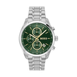 Buy Shop Hugo Boss Grand Prix Chronograph Green Dial Silver Steel Strap Watch for Men - 1514266 USA Online