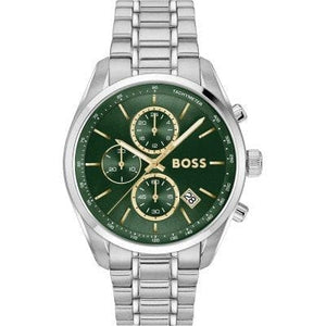 Buy Shop Hugo Boss Grand Prix Chronograph Green Dial Silver Steel Strap Watch for Men - 1514266 USA Online