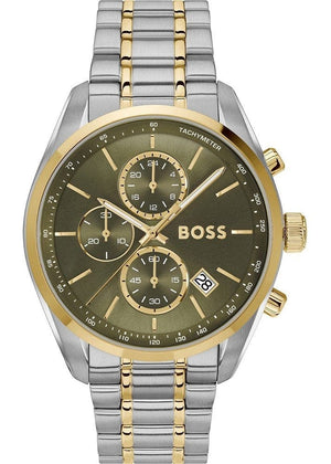 Buy Shop Hugo Boss Grand Prix Chronograph Green Dial Two Tone Steel Strap Watch for Men - 1514227 USA Online