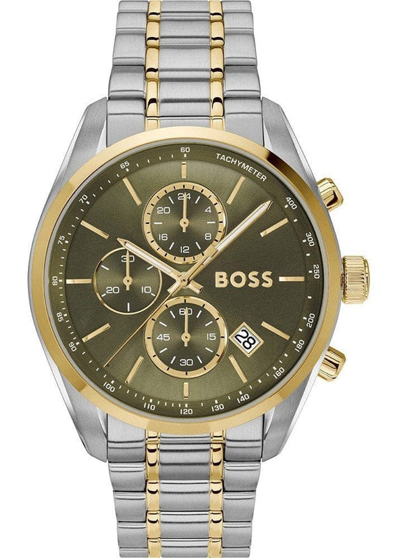 Buy Shop Hugo Boss Grand Prix Chronograph Green Dial Two Tone Steel Strap Watch for Men - 1514227 USA Online