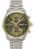 Buy Shop Hugo Boss Grand Prix Chronograph Green Dial Two Tone Steel Strap Watch for Men - 1514227 USA Online