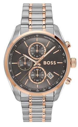Buy Shop Hugo Boss Grand Prix Chronograph Grey Dial Two Tone Steel Strap Watch for Men - 1514252 USA Online