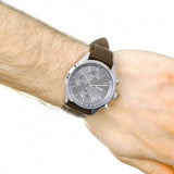 Buy Shop Hugo Boss Grand Prix Grey Dial Brown Leather Strap Watch for Men - 1513476 USA Online