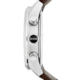 Buy Shop Hugo Boss Grand Prix Grey Dial Brown Leather Strap Watch for Men - 1513476 USA Online