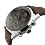 Buy Shop Hugo Boss Grand Prix Grey Dial Brown Leather Strap Watch for Men - 1513476 USA Online